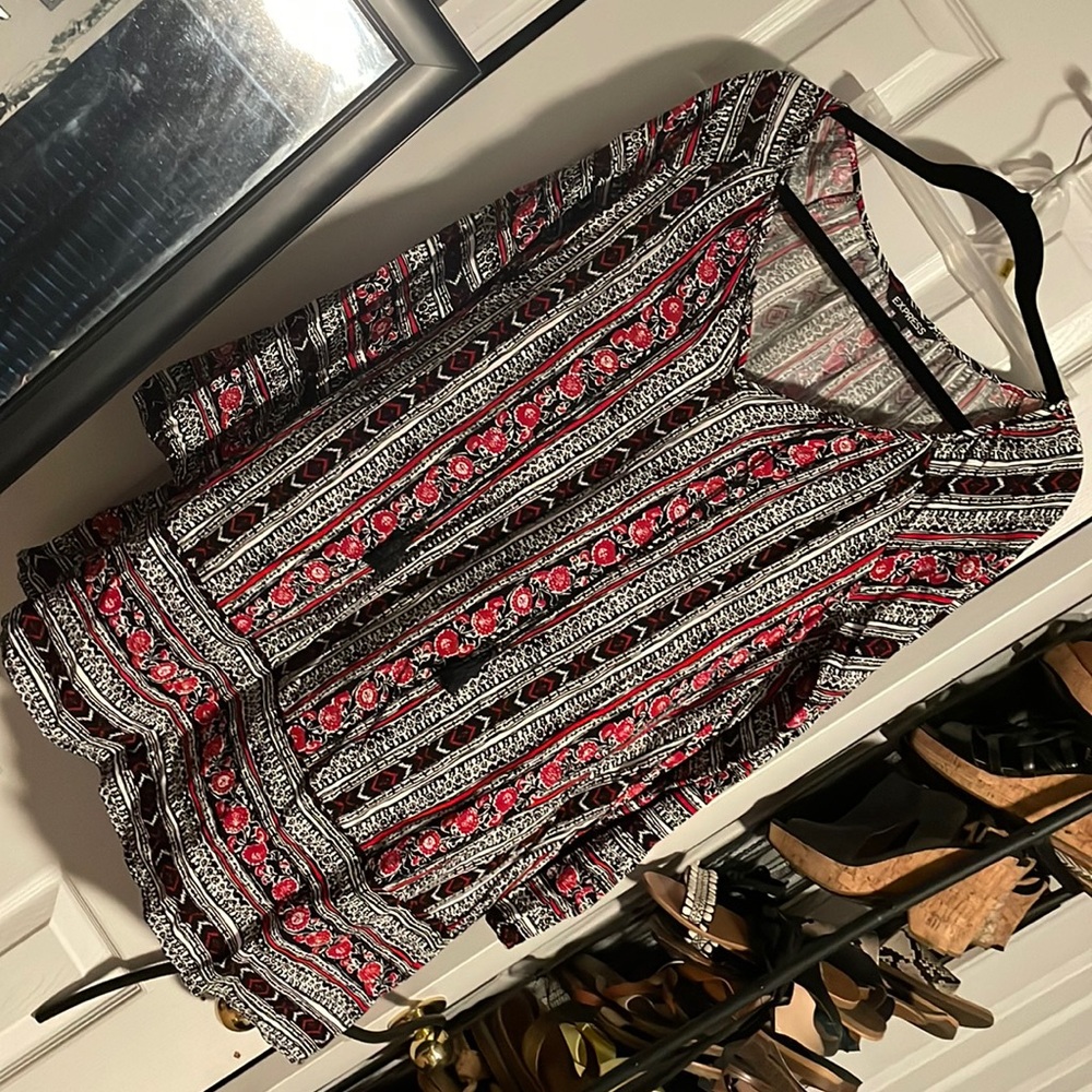 Patterned Expedia dress with tassels